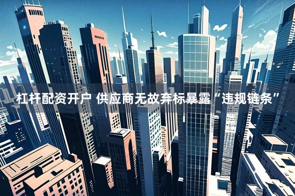 杠杆配资开户 供应商无故弃标暴露“违规链条”